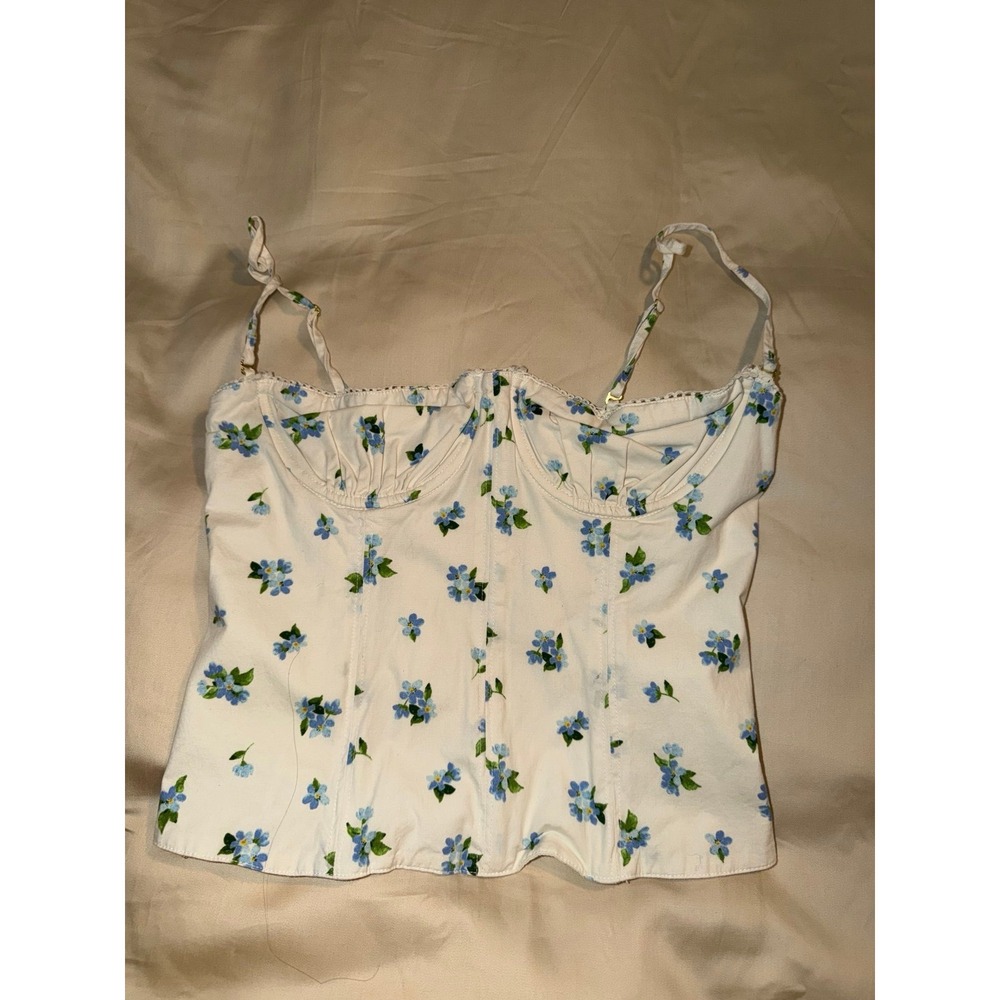 WeWoreWhat White Floral Corset Top Tank